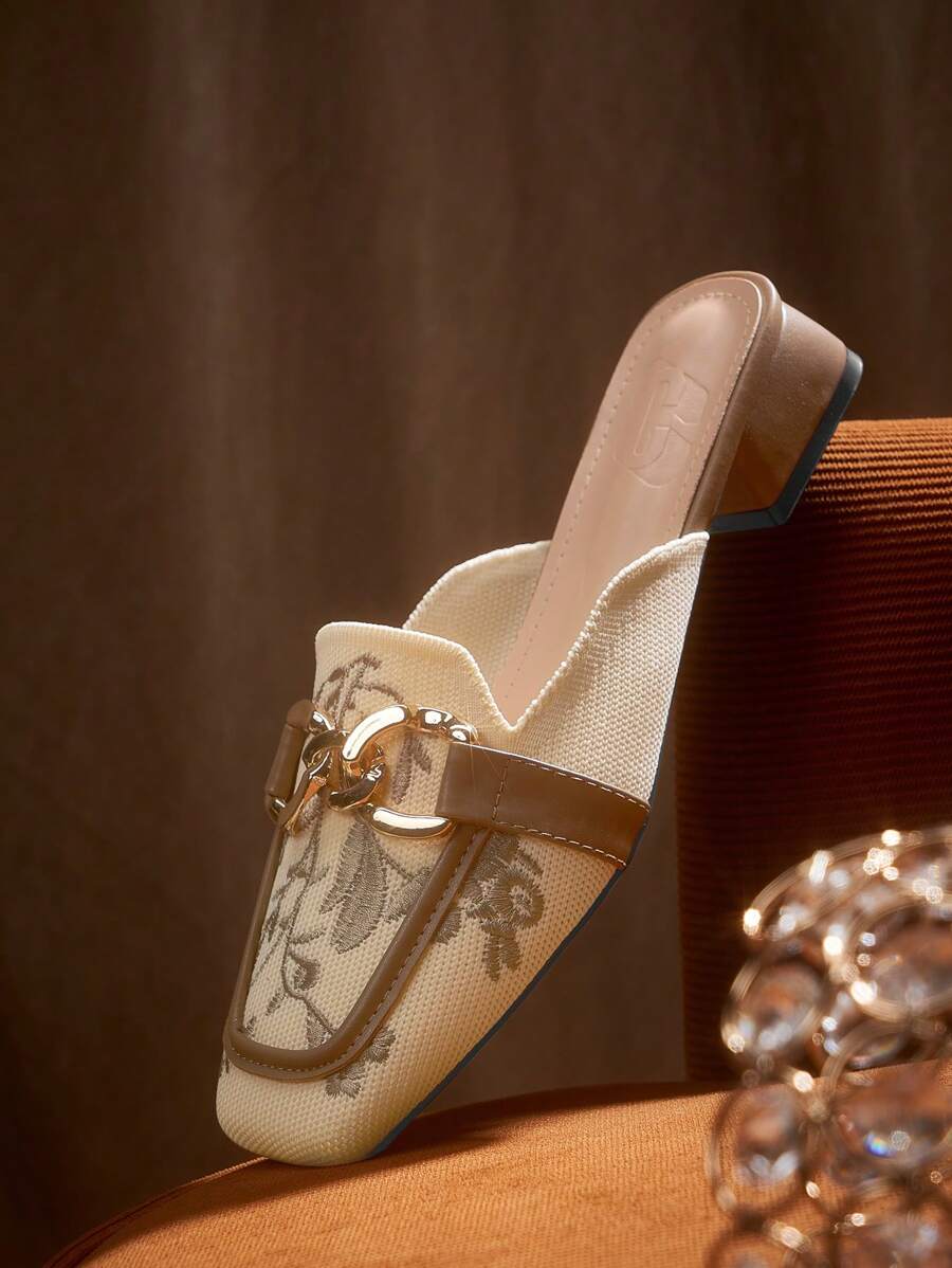 CUCCOO TILAWA Embroidered Metal Decor Fashion High Heel Pumps Spring Shoes Spring Break Easter - Apricot - View 1