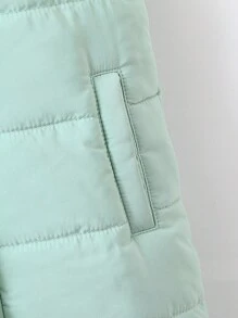 SHEIN Young Boy's Mid-Length Hooded Zip-Up Pocket Padded Coat, Suitable For Autumn & Winter, Comfortable Warm Material, Streetwear Stylish Design - Baby Blue - View 7