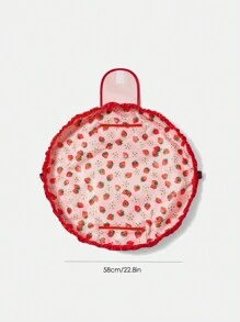 Strawberry Shortcake X SHEIN 1 Pc Cartoon Character & Strawberry Pattern Cosmetic Bag,Gift Ideas - Red - View 5