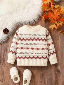 男婴时尚可爱几何图案毛衣 - 彩色 - 查看 1