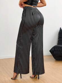 SHEIN SXY Women's Simple Minimalist Commute High-Waisted Solid Color Straight-Leg Elegant Long Pants