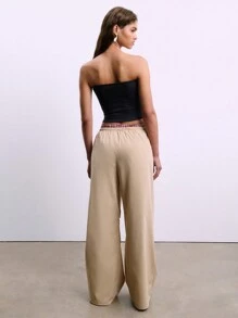 Casual Low Waisted Drawstring Pleated Straight Cargo Pants Fall Cloth For Women