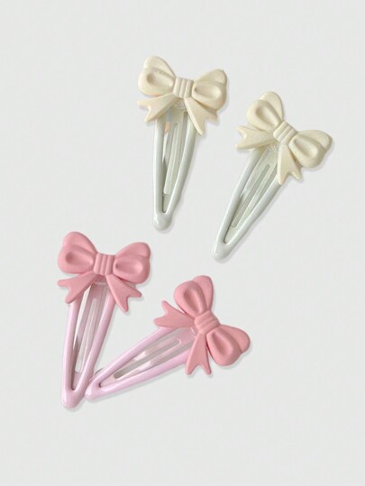 Kawaii 4 Stücke süße rosa & weiße Haarclips aus Harz, geeignet für Feiertage, Geschenke und den täglichen Gebrauch, Schulanfang Valentinstag Klauenclips Haarklammern Haarspangen