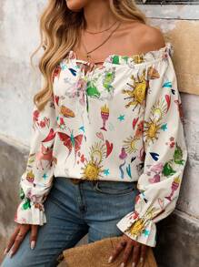 SHEIN VCAY Women Butterfly Blouses - Multicolor - View 5