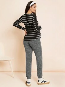 SHEIN Umstandshosen mit Schleife, Umstandshosen mit verstellbarem Bund für schwangere Frauen