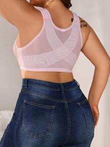 Sujetador de flores diminutas con cierre frontal para tallas grandes