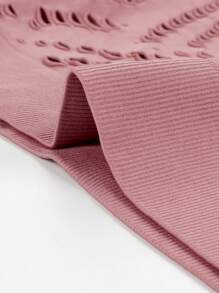 SHEIN Sports Plus Size Seamless Hollow Breathable Sports Top - Multicolor - View 8