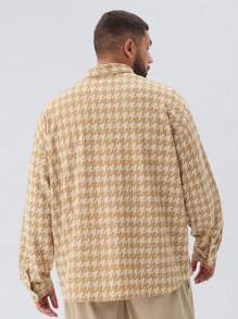 Manfinity VCAY Plus Size Men's Knitted Jacquard Loose Drop Shoulder Long Sleeve Shacket, Suitable For Autumn & Winter - Yellow - View 4