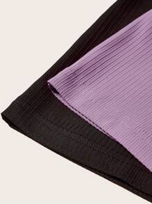 SHEIN SXY 2 件装女式夏季休闲纯色无袖连体裤 - 紫色 - 查看 4