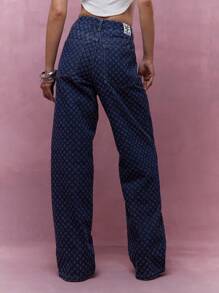 MISSGUIDED Quần Jeans Ống Thẳng Tự Thêu - Xanh đậm - Xem 2