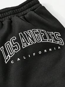 Flirla Plus Size 3-Piece Set, Sweatshirt Suit, Casual Sports Style, Versatile, Round Neck Long Sleeve Sweatshirt, Sweatpants, Long Pants & Shorts Multi-Piece Set - Black - View 5