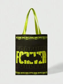 Batman X ROMWE Double-Sided Cartoon & Letter Print Tote Bag - Multicolor - View 3