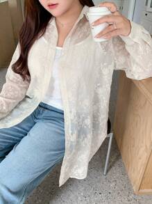Dazy Petite Plus Plus Size Women's Spring And Summer Puff Sleeves Elegant Blouse Sheer