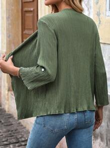 SHEIN LUNE 女士春秋纯色长袖开襟优雅西装外套