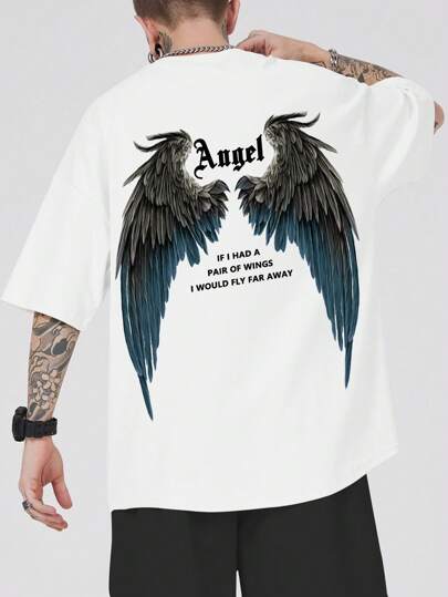 Men Letter Graphic Tee For Halloween, School