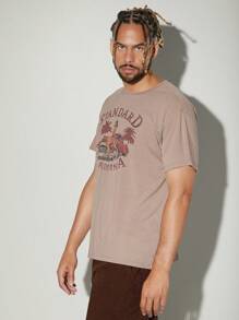 Hauture 汽车加利福尼亚图案男友 T 恤 - 卡其色 - 查看 7