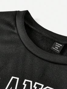 Flirla Plus Size 3-Piece Set, Sweatshirt Suit, Casual Sports Style, Versatile, Round Neck Long Sleeve Sweatshirt, Sweatpants, Long Pants & Shorts Multi-Piece Set - Black - View 6