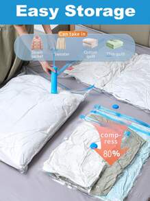 1PC Vacuum Compression Zipper Storage Bags,Storage Containers, Storage Bags.School Bag,Vacuum Compression Bag [Pump Not Included] For Clothes, Quilts, Cabinet,Dolls, Girls Toys Storage-Saves 80% Space, Travel Storage Bag (5 Sizes Available) Decorations Autumn Decor Festival Decor Room Decor Home Decor Fall Decor Bedroom Decor Christmas For Holiday Gift Giving - Blue and White - View 3