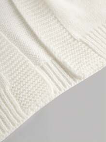 SHEIN Girlism Teen Girls White & Red Cherry Fruit Pattern Embroidered Versatile Cardigan Sweater,In Fall/Winter