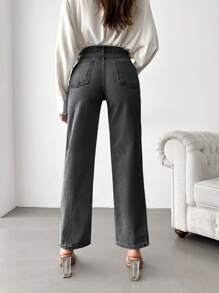 RueChic Cao eo Quần legging thẳng - Xám - Xem 2