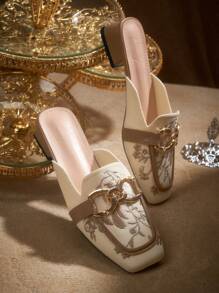 CUCCOO TILAWA Embroidered Metal Decor Fashion High Heel Pumps Spring Shoes Spring Break Easter - Apricot - View 2