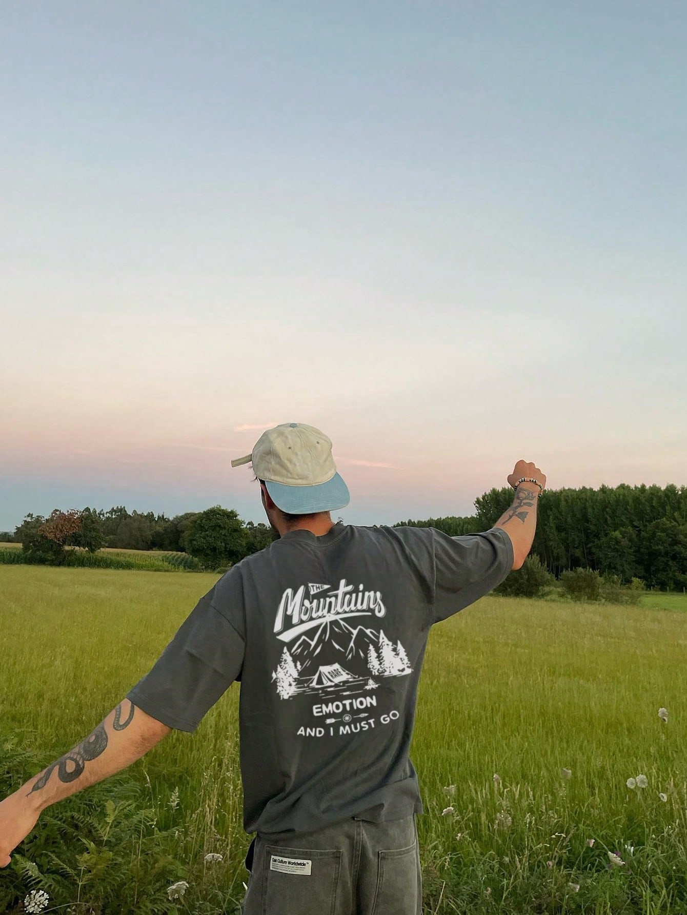 Men's Summer Slogan Mountain Printed Round Neck Short Sleeve Casual T-Shirt