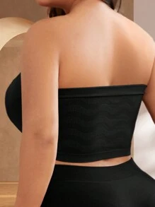 1 Peça Sutiã Bandeau Sem Costura Plus Size (Sem Enchimento) - Preto - Visão 2