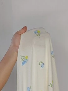 Camisón de talla grande con estampado floral y ribete con volantes - Azul - Ver 7