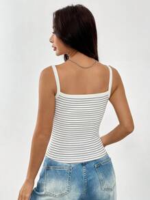 Chiquease Summer Casual Striped Camisole With Chest Pads