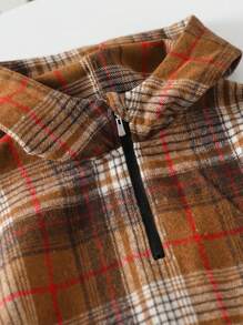 SHEIN Big Boy Casual Plaid Print Hooded Jacket