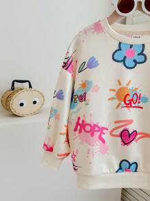 Sudadera casual de cuello redondo de punto con ajuste holgado para niña joven