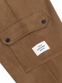 Manfinity EMRG Pantalones rectos informales con cintura elástica suelta, estilo streetwear estadounidense