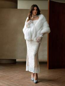 Anewsta Elegant Women's Fluffy Shawl, Winter For Holiday Party Clothes