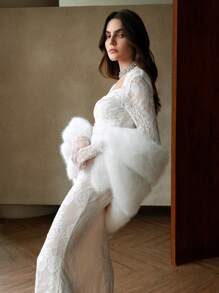 Anewsta Elegant Women's Fluffy Shawl, Winter For Holiday Party Clothes