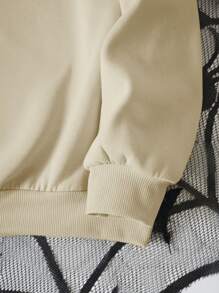 INAWLY 万圣节骷髅和南瓜标语印花圆领运动衫 - 杏色 - 查看 4