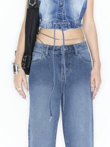 MUSERA Y2K Boyfriend Block Colour Denim Jeans