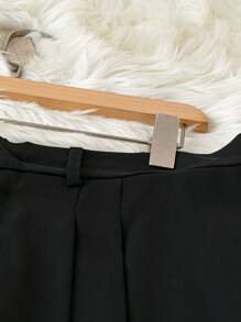 SHEIN LUNE Cộng với kích thước Quần váy ống rộng màu trơn thông thường - Màu xanh lam - Xem 4