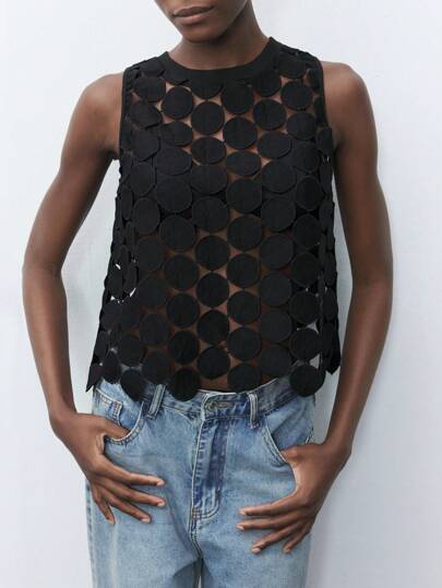 Maija Blusa de punto de lunares redonda, cómoda y transpirable, apta para vacaciones, para mujer