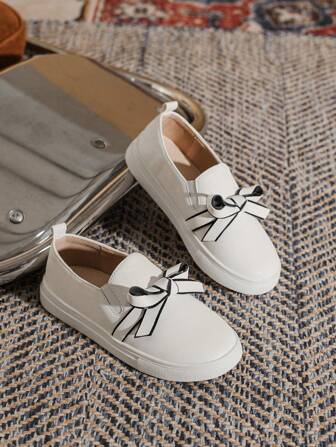 Bowknot Decor Platta Casual Skor För Flickor, Vår & Höst