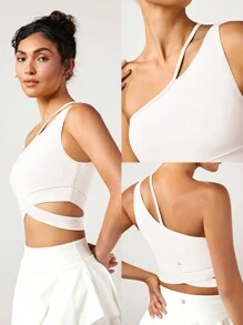 GLOWMODE SHEIN GLOWMODE X Marika Sila FeatherFit™ Flex Appeal One Shoulder Sports Bra Tank Top Low Impact Yoga Daily