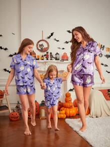 SHEIN 2pcs Purple Summer Cute Family Matching Mommy And Me - Purple - View 1