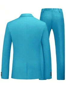 Manfinity Homme Men Stylish Business Style Long Sleeve Suit - Teal Blue - View 2