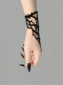 ROMWE 1 Vòng Tay Có Ngón Màu Đen Phong Cách Gothic Độc Đáo Cho Nữ, Halloween - màu đen - Xem 2