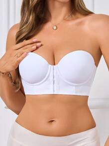 DesireSculpt Sujetador con cierre frontal con push-up y correa para el hombro desmontable, fácil de poner y quitar, realza pechos pequeños y es invisible como sujetador sin tirantes, con aros, incluye correas regulares e invisibles, adecuado para uso diario, ocasiones formales y puede usarse como prenda única