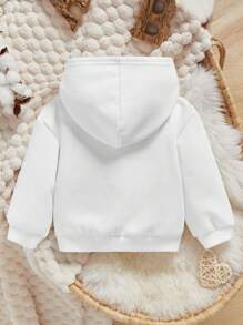 SHEIN Leap Crew Baby Girl Soft Graphic Letter Print Sweatshirt, Cute Pink Design, Back To School, Suitable For Autumn/Winter - White - View 2