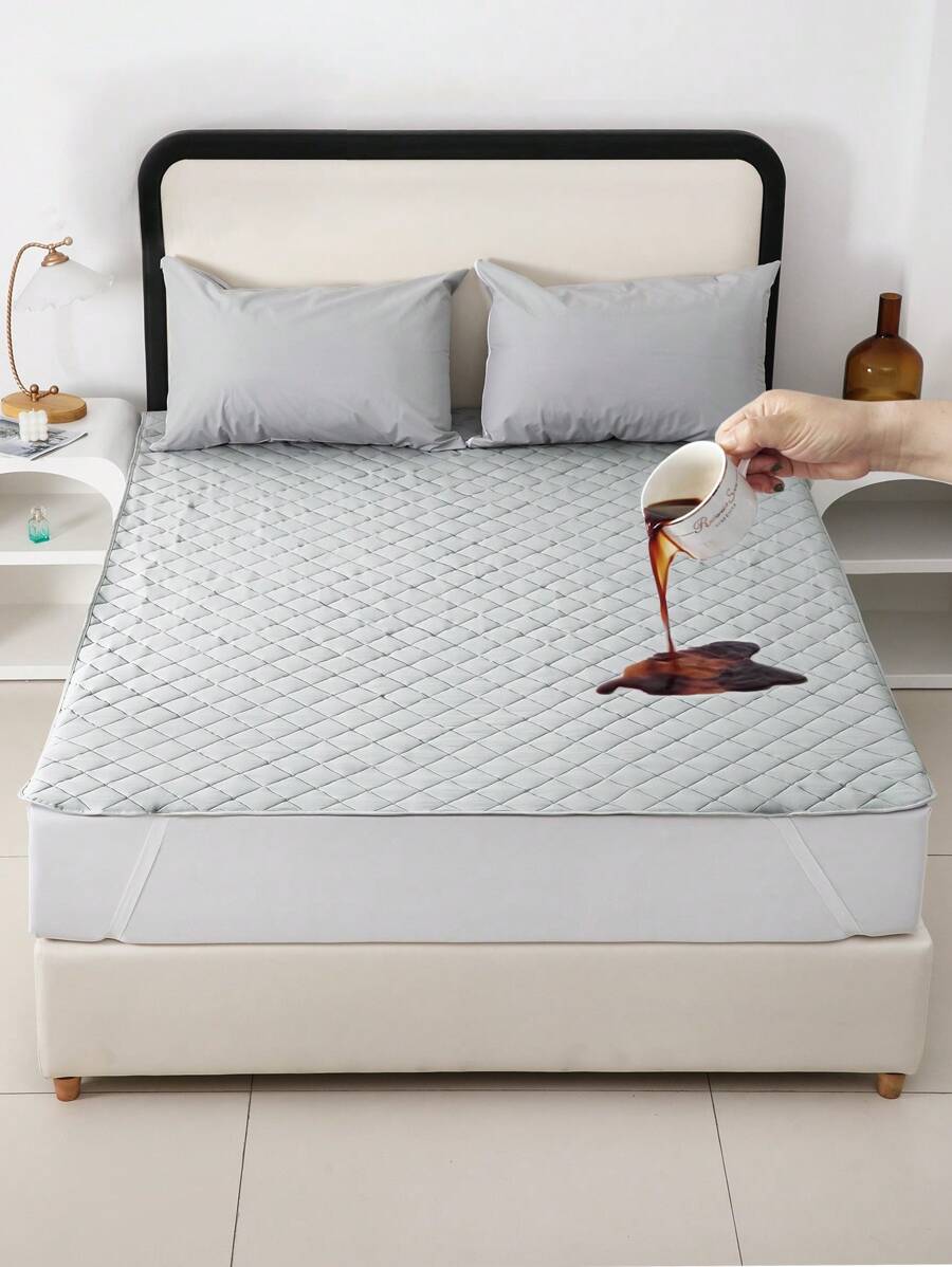 1 tấm bảo vệ nệm chần bông 100% không thấm nước, không gây dị ứng, mềm mại và thoải mái, thích hợp cho phòng ngủ, ký túc xá, khách sạn - Kích thước lớn, không phải vinyl, vỏ nệm Silent Hollow - Màu Xám nhạt - Xem 1