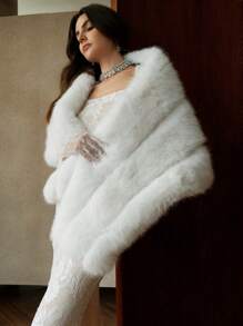 Anewsta Elegant Women's Fluffy Shawl, Winter For Holiday Party Clothes