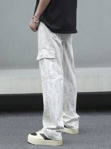 Manfinity Hypemode Men All-Over Print Pocket Casual Straight Leg Pants - Apricot - View 8