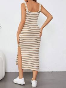 SHEIN 孕妇宽松都市度假圆领中长连衣裙