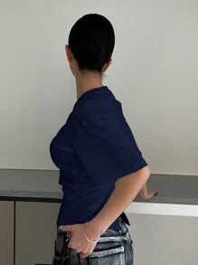 DAZY 女士夏季休闲纯色露背 T 恤